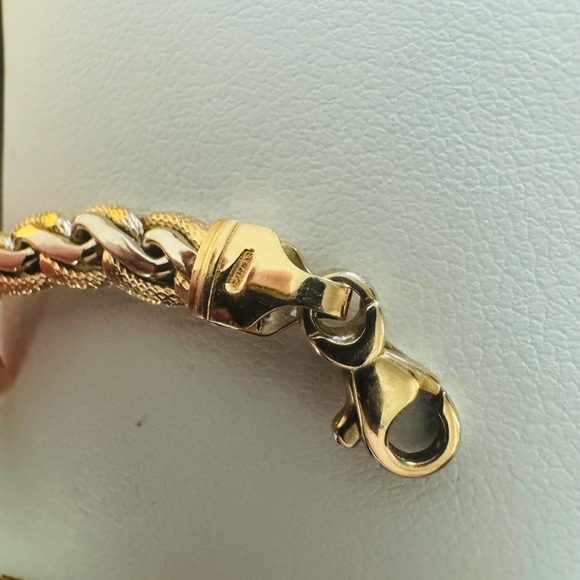 14K White and Yellow Gold Multi Rope Chain Twist Bracelet 6.75" inch Italy - Picture 4 of 6